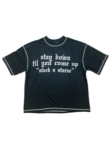 CONTRAST STITCHED "STAY DOWN” TEE (BLACK)