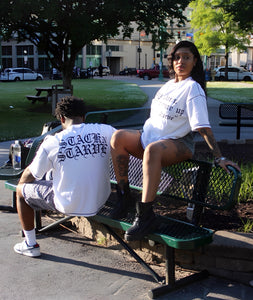 CONTRAST STITCHED "STAY DOWN” TEE (WHITE)