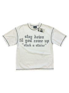 CONTRAST STITCHED "STAY DOWN” TEE (WHITE)